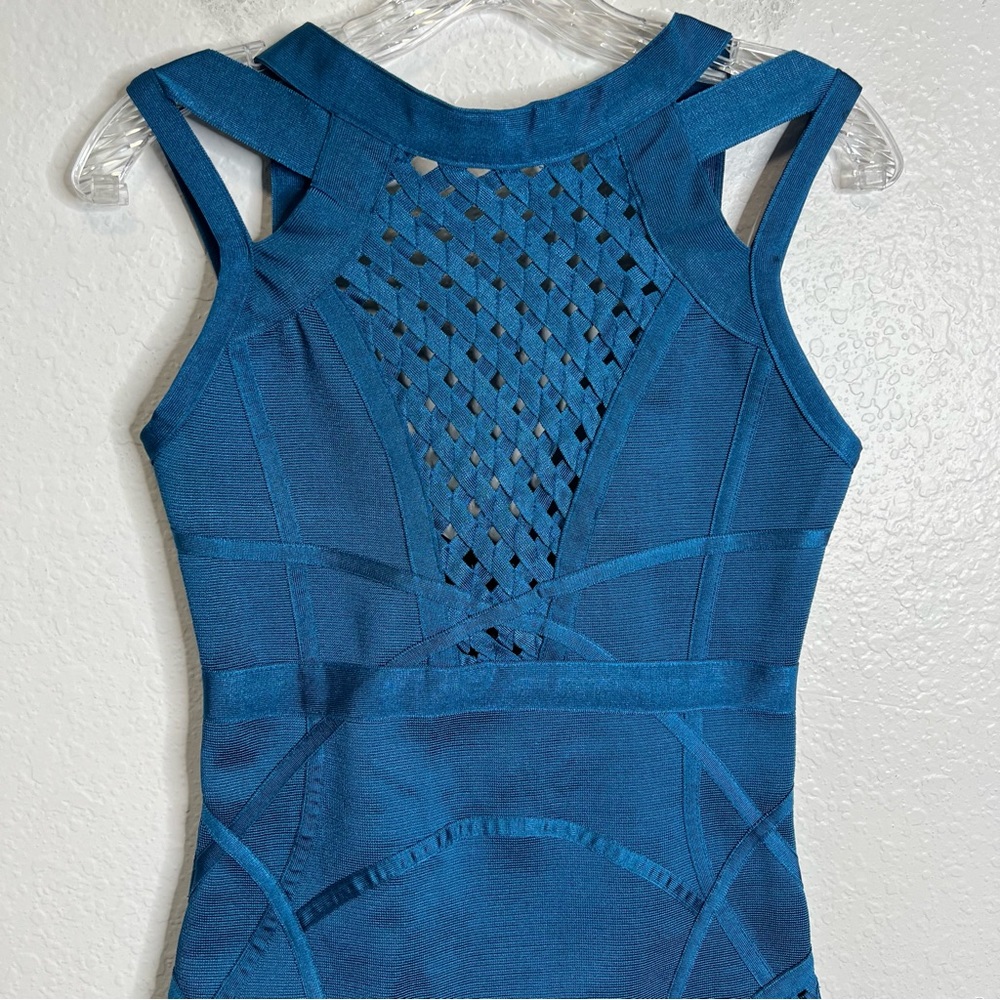 Lulus Women Medium Teal Blue Bondage Bodycon Strappy Sleeveless Cocktail dress - Picture 5 of 12
